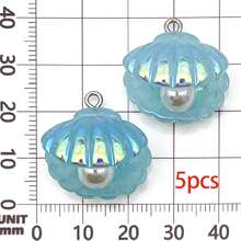 5/10pcs Resin Shell With Faux Pearl Charm Gradient Color Shell Pendant For DIY Bracelet Necklace Earrings Jewelry Making Accessories 23x23mm - Shell - View 10