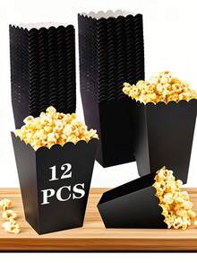 100/48/36/24/12pcs/1pc White Popcorn Boxes, 2 X 4.5 X 3 Inch Mini Popcorn Boxes, Suitable For Movie Night Decor, Christmas/Halloween - Black - View 28