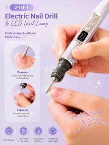 LIMEGIRL 2-In-1 Electric Nail Drill And UV LED Lamp, USB Rechargeable Wireless Nail File, Portable Gel Nail Polish Curing Light, Professional Nail Art Tools, 4 Colors - Multicolor - View 4