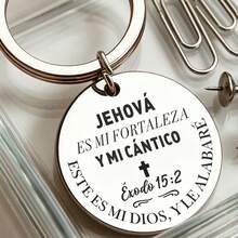 1pc Stainless Steel Inspirational Keychain, Engraved Spanish Scripture, Durable And Elegant, Religious Accessory - Silver - View 6