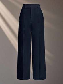 Pantalones blancos casuales/de trabajo para mujer - Azul marino - Ver 1