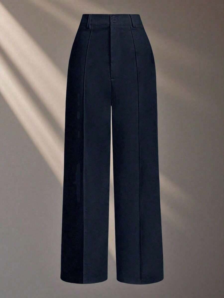 Pantalones blancos casuales/de trabajo para mujer - Azul marino - Ver 1