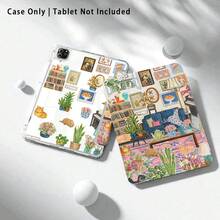彩繪效果壓克力水晶平板保護殼附支架，相容於 Honor 8/9/10、Honor X8/X8A/X9/X8Pro/X9A/V9/V8 Pro、MatePad Se 11"/MatePad 11"/11.5"、MatePad Pro、Matepad 11.5 2025、Apple 8/9/10/11th Gen 2025 (A16)、Galaxy Tab A7/A9 及其他熱門平板型號，內建筆槽、多角度可折疊支架 - 完美日常保護，絕佳節日禮物 - 彩色 - 查看 3