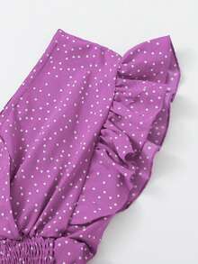 Top de lunares con nudo fruncido ribete fruncido - Morado - Ver 3