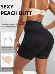 Cycling Shorts With Tummy Control And Butt-Lifting Padding, Sexy And Stylish Shaping Shorts With Removable Foam Pads, Anti-Chafing, Lightweight And Seamless Shorts, Black - 黑色 - 查看 6