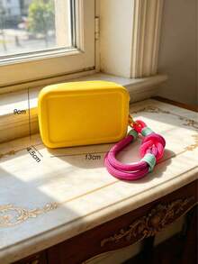 Silicone Waterproof Cosmetic Bag, Portable Travel Organizer Pouch For Makeup, Lipstick, Coins, USB, Earphones And Other Small Accessories, With Wrist Strap For Travel And Daily Use - Multicolor - View 6