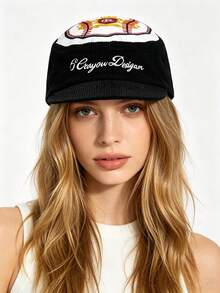1pc Unisex Retro Corduroy Baseball Cap, Featuring Vintage Embroidered Logo Design, Adjustable Low-Key Dad Hat, Suitable For Casual Sports Streetwear Trucker Cap - A - View 10