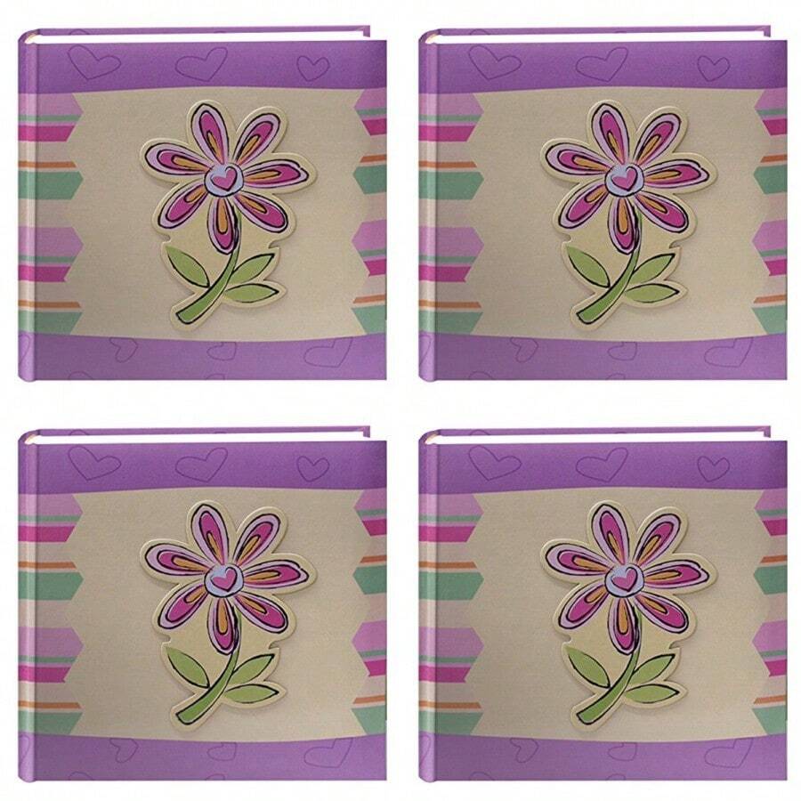 Pioneer Photo Albums 200-Pocket 3-D Striped Flower Applique Cover Photo Album, 4 by 6-Inch - Púrpura - Ver 1