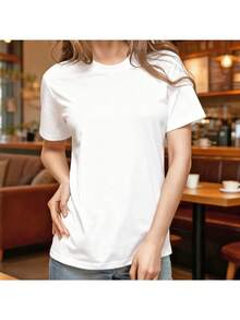 Unisex T-Shirt - 100% Cotton, Short Sleeve, Crew Neck In Black With Fun Print - Ideal For Casual Wear, Regular Fit, Short Sleeve And Crew Neck For Men And Women, Breathable Fabric Garment As A Valentine's Day Or Birthday Gift For Friends And Family - 白色 - 查看 2
