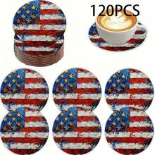 Posavasos redondo de PET con diseño patriótico de personas y bandera estadounidense - Resistente, lavable a mano, con águila, bandera, diseño 2D, perfecto para decoración de restaurante y cocina, decoración de mesa de cocina y comedor | Diseño de estilo patriótico | Posavasos resistente, decoración de águila, 4 de julio, 250 aniversario de la independencia de Estados Unidos - Multicolor B - Ver 8