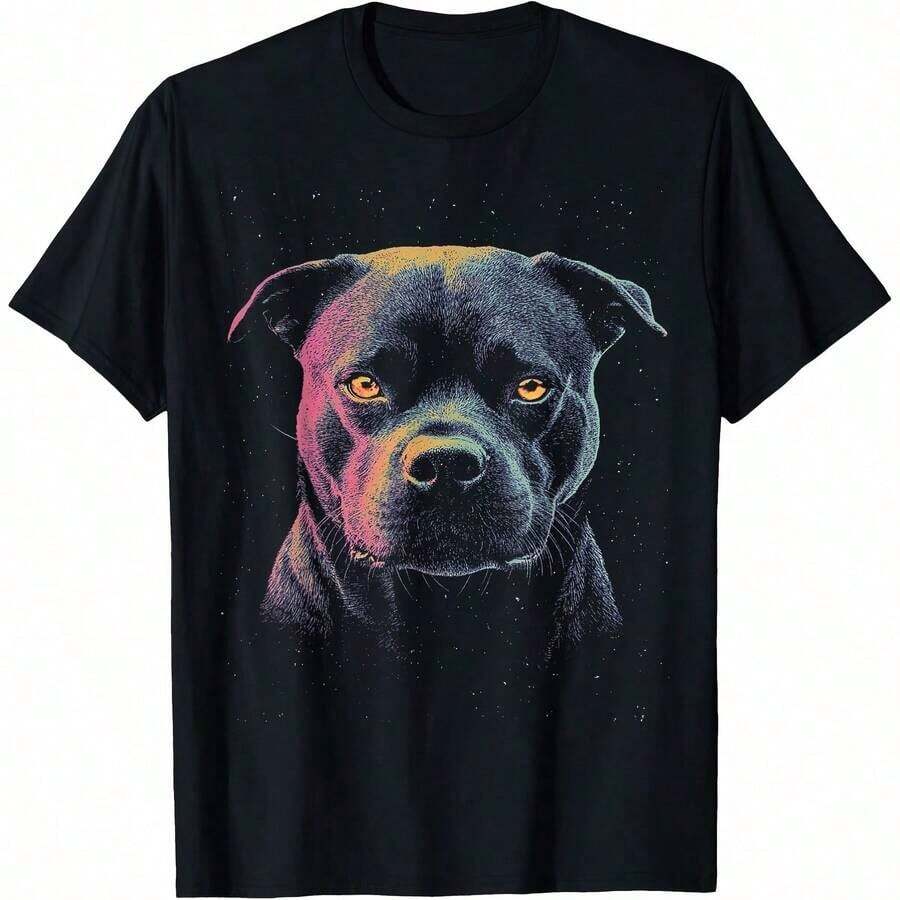 1 Piece Of Vintage Schnauzer Print T-Shirt For All Seasons, 100% Cotton, Single-Sided Print, Round Neck, Short Sleeve, Unisex, Base Layer, 180g Cotton. - 顏色 5 - 查看 1