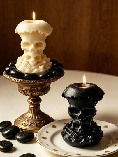 1 khuôn silicon hình cột đầu lâu và trái cấm Halloween, thiết kế hình rắn quấn táo, dùng để làm nến thơm, khuôn đất sét thạch cao, khuôn nhựa DIY trang trí ngày lễ ma quái.