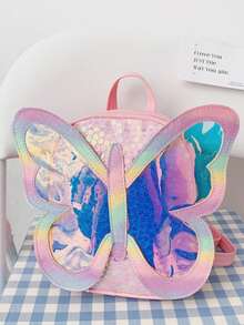 Ba lô đính sequin hình bướm mộng mơ, túi du lịch mini dễ thương hiệu Ombre Holographic dành cho bé gái. - Nhiều màu - Xem 12