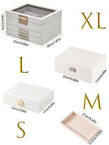 1pc Large Capacity Multi-Layer Jewelry Box With Transparent Skylight, Open Window Style Jewelry Organizer Box, Anti-Oxidation For Rings, Earrings, Necklaces, Cream Color, Ins Style, Jewelry Storage Holder For Dresser, Tabletop, Gift For Girlfriend, Best Friend, Birthday, Travel, Portable Jewelry Organizer, Velvet Lining, Anti-Scratch - Multicolor - View 10