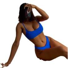 New Women's Sexy Solid Color Bikini Swimsuit - 咖色 - 查看 6