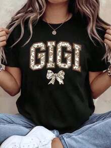 100% Cotton 1 Piece Women's T-Shirt With GIGI Letter Print - Casual Short Sleeve Top With Round Neck, Spring And Summer Casual Shirt, Machine Washable, Comfortable For Everyday Wear G 100% Soft Cotton Women's Simple Solid Color T-Shirt, Loose And Slim Fit Casual Short Sleeve - 黑色 - 查看 10
