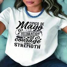 100% Cotton. One Classic And Versatile Piece, A Pure Cotton Short-Sleeved T-Shirt With Malaquas Elements For Women, Suitable For All Seasons. Slogan Design In Spanish, Modern Style. Women's Simple Solid Color T-Shirt, Loose And Slim Fit Casual Short Sleeve - 白色的 - 查看 2