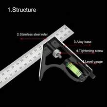 Combination Angle Square Level Blacksmith Carpenter 30cm 12in Black - 1 - View 4