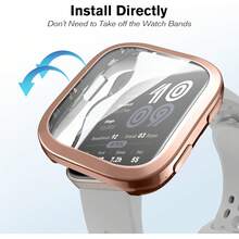 3 piezas Protector de pantalla & Funda protectora para Bip 6, Borde electroplateado de TPU suave Cobertura completa Anti-arañazos Cubierta de reloj - Negro/Oro rosa/Transparente - Ver 7