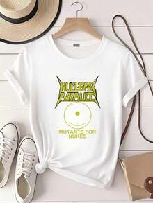 Women's T-Shirt With DTG/DTF Print - Nuclear Assault - Mutants For Nukes - Sizes S, M, L, XL, 2XL, 3XL, 4XL, 5XL, 6XL, 7XL - Oversized - 白色 - 查看 1
