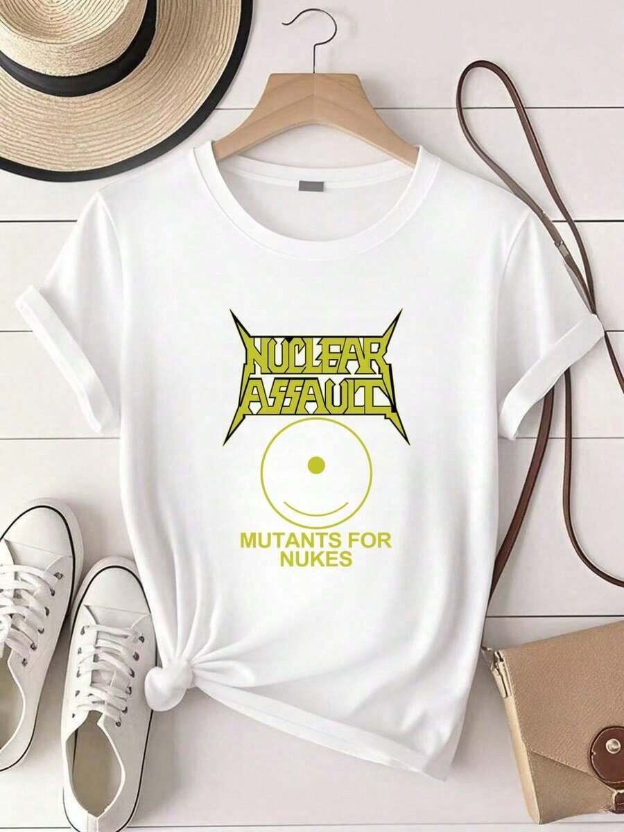 Women's T-Shirt With DTG/DTF Print - Nuclear Assault - Mutants For Nukes - Sizes S, M, L, XL, 2XL, 3XL, 4XL, 5XL, 6XL, 7XL - Oversized - 白色 - 查看 1