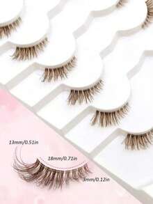 7 Pairs Brown Half-Strip Eyelashes, Cat Eye Effect, Fluffy & Soft, Transparent Lash Band, Natural & Lengthening, Comfortable Reusable, Suitable For Daily Wear, Travel, Party Gift - View 9