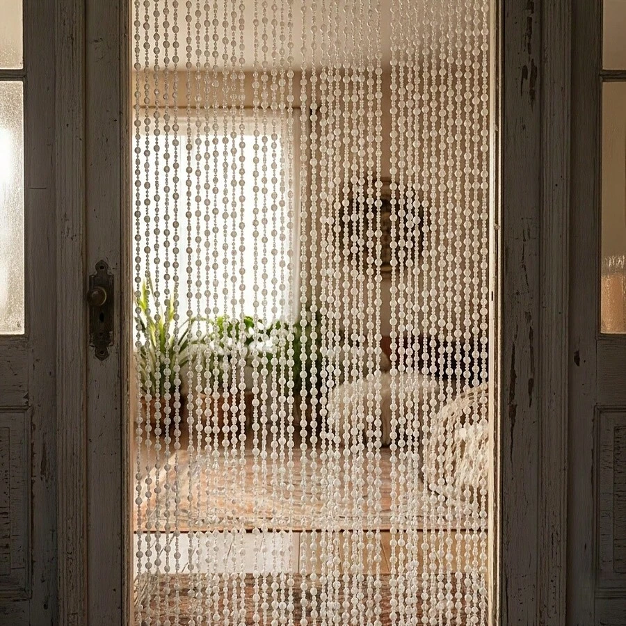 4pcs Acrylic Bead Curtain, Tassel Hanging Partition Decor For Room, Window, Doorway, Wedding, Total Length 4m/157.48 Inches - Multicolor - View 1