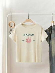 Y2K Style,  Style, The Newest Of 2026, Cute Style, Casual Style. Women's Short-Sleeved T-Shirt With Round Neck And Cartoon Print, Versatile For Everyday Wear. 180g (S-XXXL) - 貝斯 - 查看 3