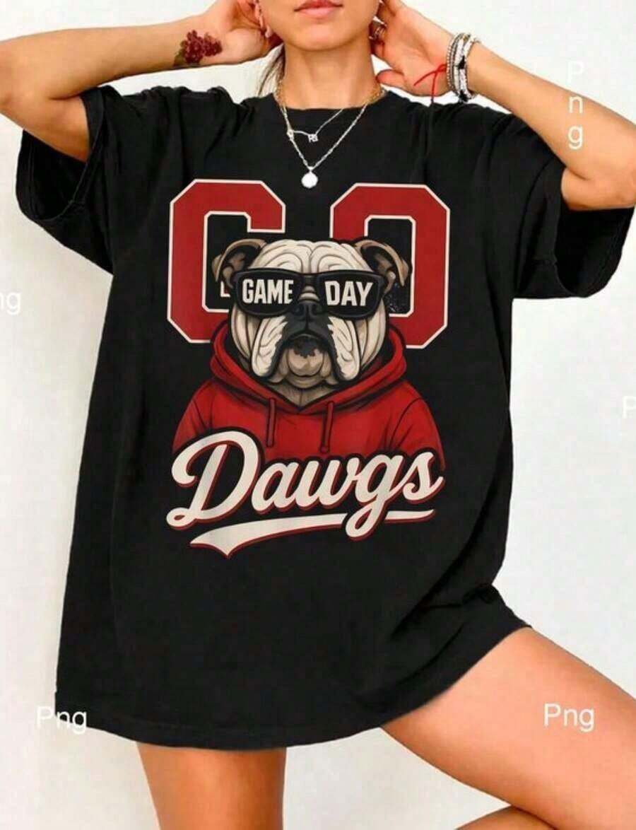 1 Piece Georgia Go PNG, Game Day Graphic PNG, GIF For UGA Football Fans, Georgia Reds And Blacks PNG, Digital Download For Soccer Fan Mom. 220g Heavyweight 100% Cotton T-Shirt. With Butterfly Print, Suitable For Girls And Women, Inspirational Short-Sleeve Crew Neck T-Shirt, Cute Y2K Aesthetic Style, Summer Top, Suitable For Outdoor Activities, Family, Work Or Casual Daily Street Wear, Loose Fit 180g 100% Cotton T-Shirt. - 3 - 查看 1
