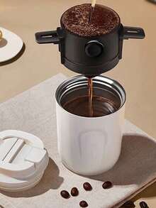 1pc Stainless Steel Reusable Coffee Filter Funnel, Portable Foldable Pour Over Coffee Dripper - Multicolor - View 10