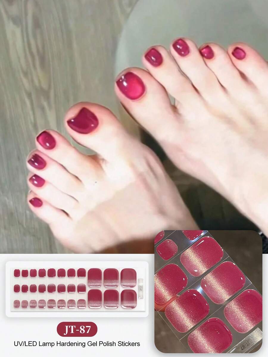 New Semi-Cured Gel Toe Nail Stickers, Shiny Glitter Design, In Stock Wholesale, Waterproof & Long-Lasting For Summer