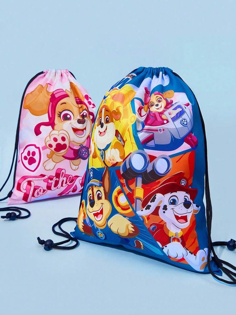 Paw Patrol 汪汪队立大功卡通图案抽绳背包，包含毛毛、天天、阿奇三个角色，配有可调节肩带，可作健身包、帆布背包、休闲包、旅行包、运动沙滩包，男女通用。 - A - 查看 1