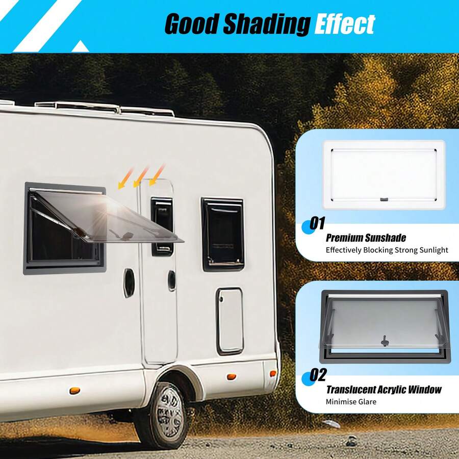 Cut Out RV Caravan Camper Hinged Push Window Ventilation Hatch MG16RW 900*500mm - Caravan Extrapolated Ventilation Window - View 1
