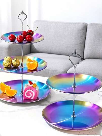 1 chiếc giá đựng bánh nhiều tầng kiểu Châu Âu, khay đựng đồ ăn nhẹ và trái cây với các khay riêng biệt, đa năng dùng cho tiệc trà, bánh cupcake, bánh rán, trái cây, đồ dùng nhà bếp thiết thực, trang trí phòng, lưu trữ, sinh nhật, tiệc tùng.