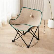1pc Small Size Jute Folding Chair, Outdoor Portable Reclining Chair, Camping Chair, Backrest Wooden Bench, Fishing Stool, Foldable Stool, Cat Scratching Chair, Resting Chair (Load Capacity 120lbs) - Apricot - View 2