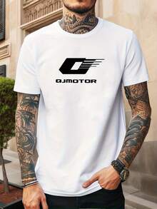 Men's Casual Summer Short Sleeve Crew Neck T-Shirt With QJmotor Logo - [白色的] - 查看 6