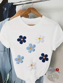 Plus Size Women's Short Sleeve T-Shirt - Plain Round Neck Blouse Suitable For Summer And Spring, Machine Washable Casual Top, Opaque Round Neck Blouse For Layering Or Casual Wear (Not See-Through) - 白色 - 查看 1