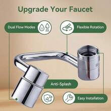 1080° Rotating Faucet Extender, U-Shaped Swivel Faucet Aerator, Dual Mode Spray With Upward Water Spray, Splash Proof Water Saving Nozzle For Kitchen And Bathroom Sink - Default - View 4