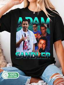 Adam Sandler Retro Bootleg Graphic Tee, 90s Comedy Black Cotton T-Shirt, Sandman Fan Merch - Black - View 1