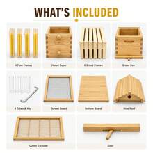 Automatic Beehive With 4 Gravity Flowing Hive Frames & Brood Box Set - Easy Honey Extraction Beekeeping Kit For Beginners And Professionals -  Solid Wood Construction - 預設 - 查看 3
