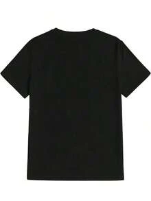 1pc Women's Casual Round Neck T-Shirt - Floral And Vibrant Brain Design, Short Sleeve, Black, Lightweight And Breathable For Spring, Summer And Autumn - "Mental Health Matterssoft - 黑色 - 查看 2