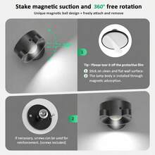 1/2 Pack Rechargeable Magnetic Wall Lamp, Touch & Remote Control LED Reading Light, 3 Color Modes, Dimmable And 360° Rotatable, Suitable For Bedroom And Bedside - Multicolor - View 5