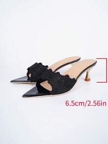 Women's Fashionable Minimalist Elegant Pointed Toe High Heel Slip-On Black Sandals, Suitable For Daily Wear, Dates, Formal Parties And Other Occasions - Black - View 8