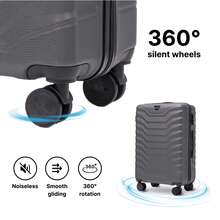W WINGS مجموعة أمتعة عائلية كبيرة أو حقيبة سفر 14 بوصة 16 18 20 24 28 بوصة ABS+ | قفل مركب، مقبض تلسكوبي، جودة عالية، عجلات دوارة 360° - رمادي - مشاهدة 8