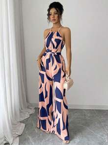 Mono de tela estampada con envolvente frontal para mujer, diseño que define la cintura para usar en ocasiones elegantes, ya sea de fiesta o diario - Multicolor 7 - Ver 6