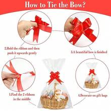 10/30pcs Small/Large Cellophane Bags With Gold Twist Ties, Colorful Bow,Clear Basket Bags OPP Plastic Cellophane Wrap For Gift Display, Christmas, Halloween, Valentine's Day And Birthday Party Gift Bag - View 4