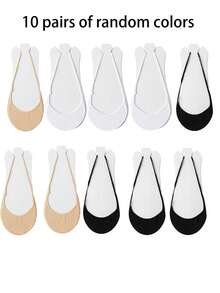 3/5 pares de calcetines cortos antideslizantes para mujer, calcetines ultra finos sin forro, calcetines invisibles transpirables para tacones altos - Multicolor - Ver 13