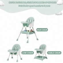 3 In 1 Baby Products, Foldable And Portable, Very Suitable For Outdoor Dining And Play. The Foldable Seat Is Equipped With A Five-Point Pressure Fixing Device And A Double Plate. - màu xanh lá - Xem 7