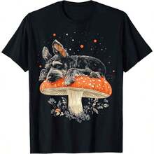 1 Piece Cottage Core T-Shirt With Poodle Dog Playing Guitar Design, All Seasons, 100% Cotton, Single Side Print, Round Neck, Short Sleeve, Unisex, Base Layer, 180g, 100% Cotton. - 顏色 8 - 查看 7
