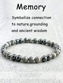 YAUKIA Vòng tay đá tự nhiên 6mm thời trang, đá Map Stone & Obsidian, biểu tượng sức mạnh và lòng can đảm, vòng tay hạt co giãn cân bằng, trang sức thiền định tâm linh, trang sức unisex. - Nhiều màu - Xem 2